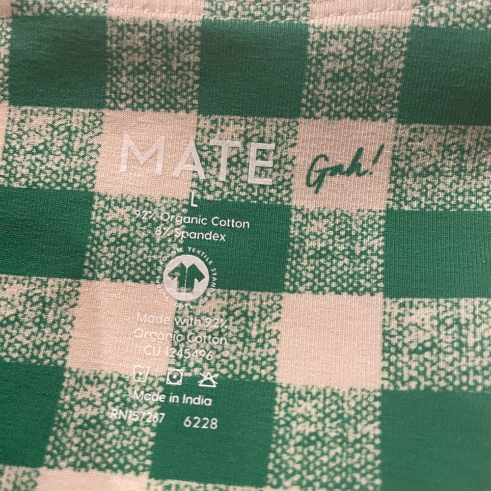 Lisa Say Gah x MATE the Label Green White Gingham L Sports Bra / M Shorts - Picture 4 of 5